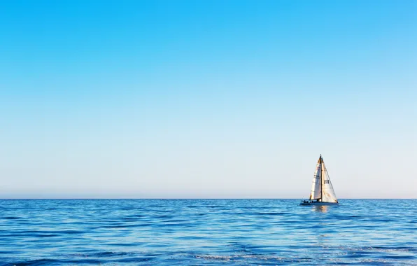 Sea, the sky, sailboat, horizon