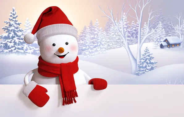 Picture snowman, happy, winter, snow, cute, snowman
