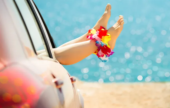 Car, Beach, Summer, Sea, Joy