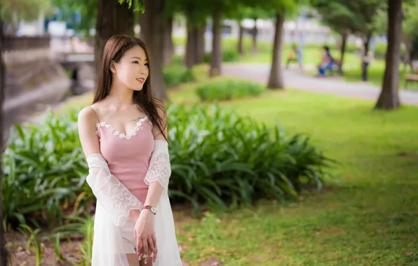 Girl, pose, Asian, cutie, bokeh