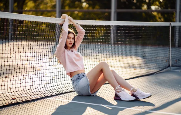 Picture girl, Model, shorts, photo, blue eyes, brunette, portrait, sneakers