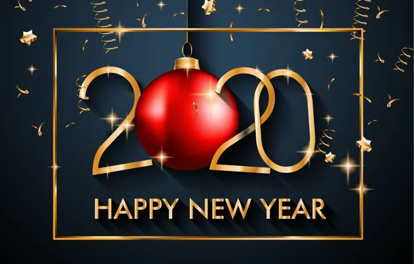 New year, golden, black background, happy, black, background, New Year, decoration
