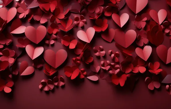 Love, holiday, heart, heart, hearts, heart, red background, congratulations