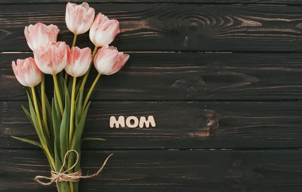 Flowers, bouquet, tulips, pink, happy, wood, pink, flowers