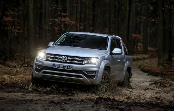 Picture forest, light, Volkswagen, dirt, pickup, Amarok, Highline, Double Cab