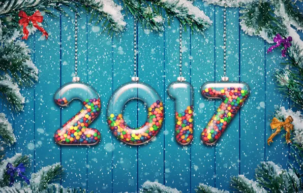 Picture new year, happy, 2017, holiday decoration