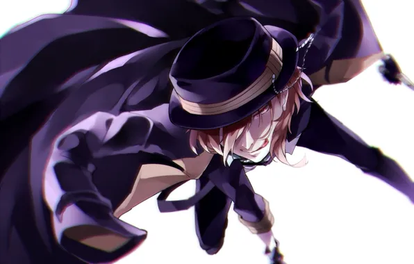 Hat, anime, art, Cloak, Bungou Stray Dogs, Stray dogs literary geniuses
