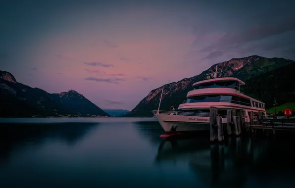 The sky, landscape, mountains, Marina, yacht, Austria