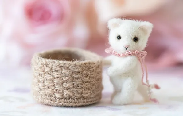 White, toy, bear, Mishutka