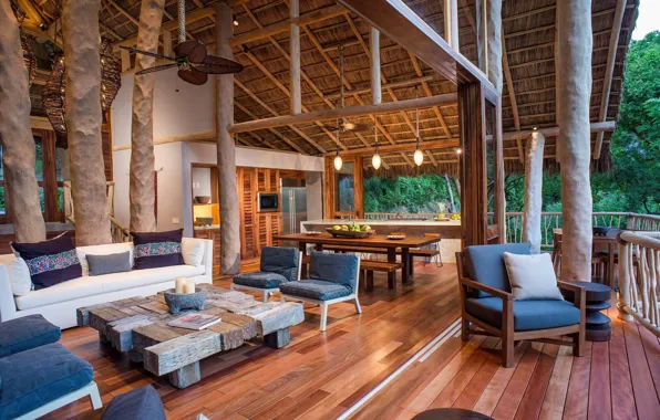 Design, furniture, Villa, interior, terrace, Treehouse in Mexico