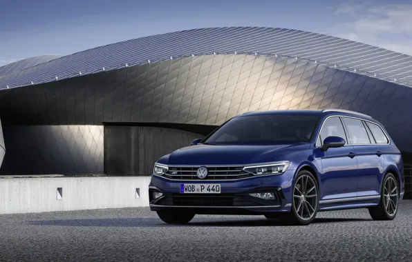 Blue, Volkswagen, structure, universal, Passat, R-Line, Variant, 2019