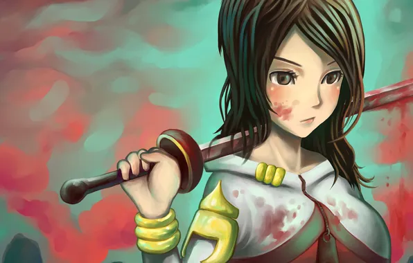 Picture look, girl, weapons, sword, anime, art
