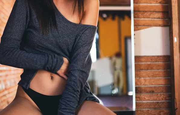 Girl, body, tummy, tan, navel