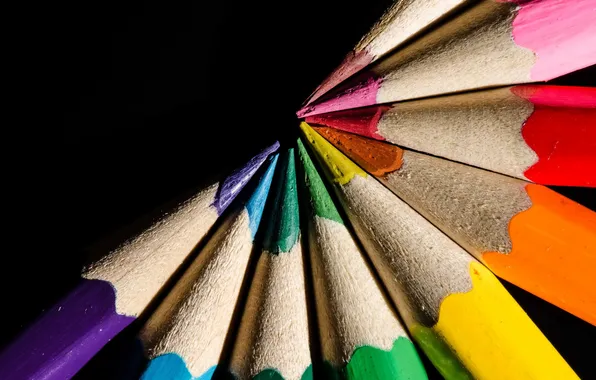 Picture black, wood, pencils of colors