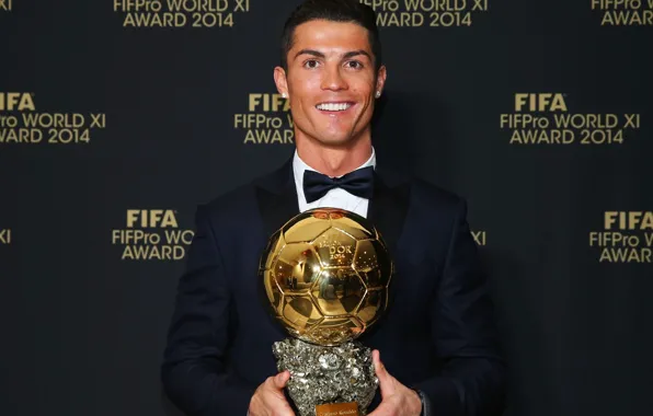 Cristiano Ronaldo, the winner, Cristiano Ronaldo, winner, footballer, The FIFA Ballon, Golden ball