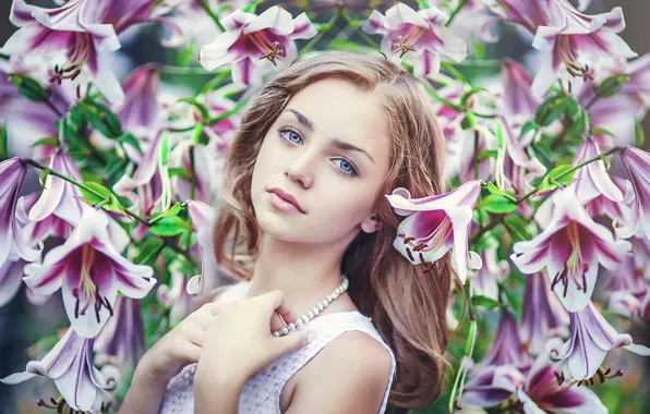 Flowers, sweetheart, tenderness, beauty, girl