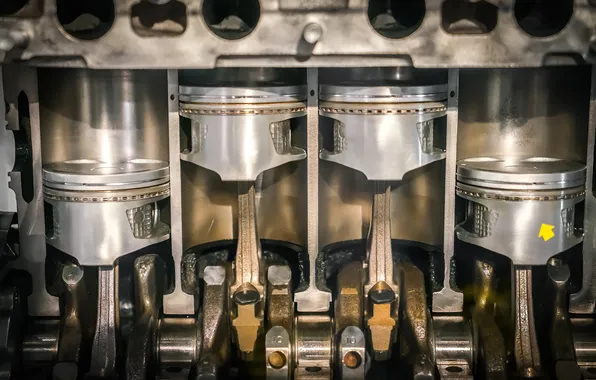 Engine, the cut, cylinders, inside, pistons