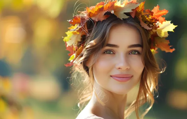 Autumn, look, girl, nature, pose, smile, Park, foliage