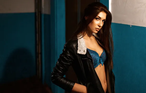 Girl, Blue, Look, Hair, Bra, Vika