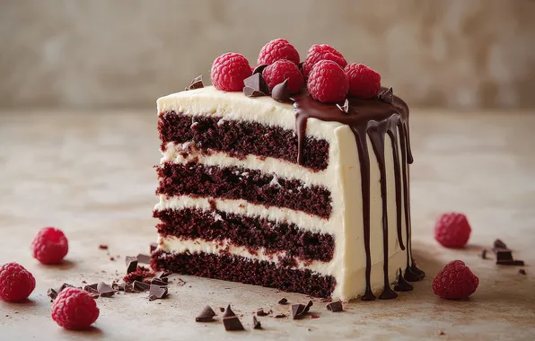 Berries, raspberry, chocolate, cake, cake, layers, dessert, chocolate