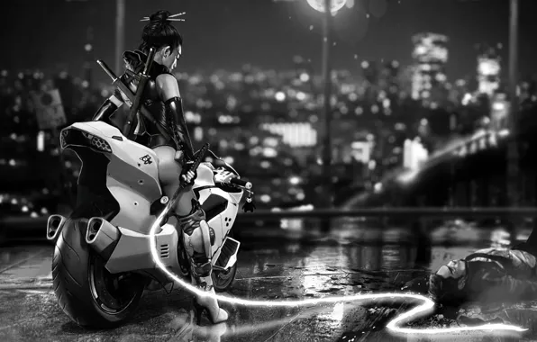 Girl, Bike, Motorcycle, Fantasy, Art, Bike, Moto, Characters