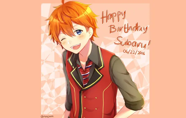 Smile, red, guy, Ensemble Stars!, Akehoshi Subaru