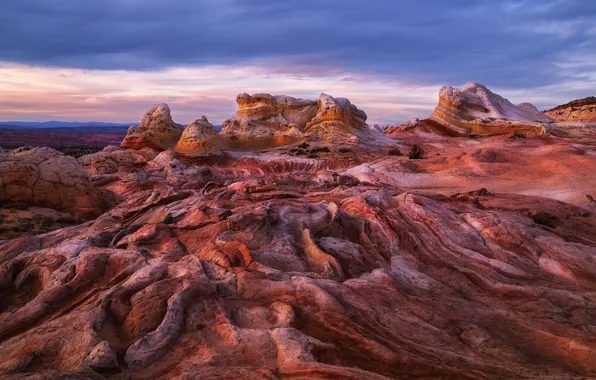 Sunset, rocks, desert, canyon
