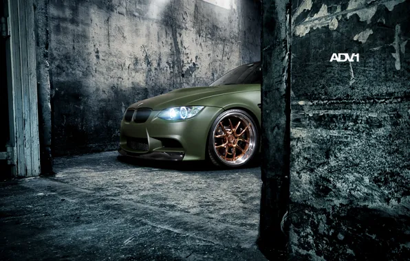 Wall, lights, tuning, BMW, BMW, green, tuning, the front