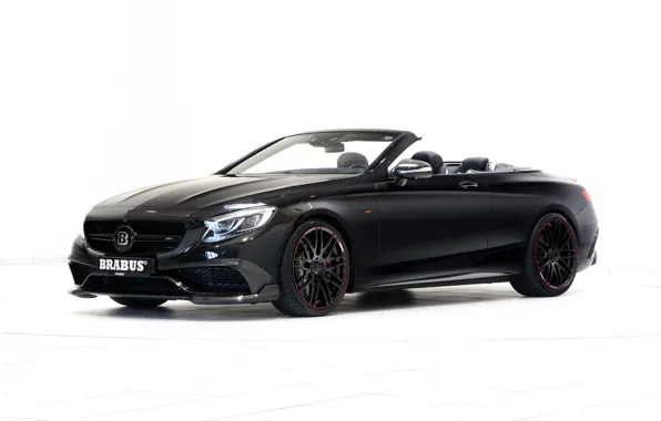 Black, Mercedes-Benz, white background, convertible, Brabus, Mercedes, Black, Cabriolet