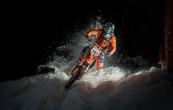 Snow, race, motorcycle