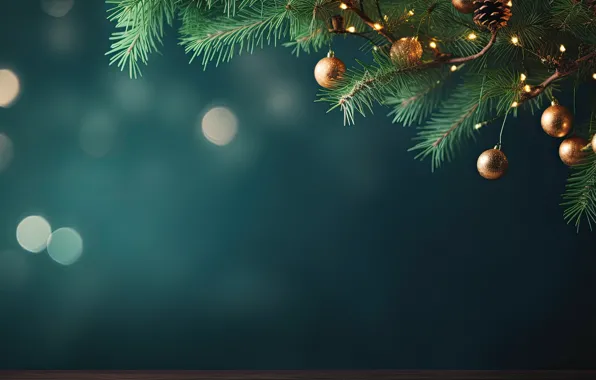 Balls, branches, spruce, Christmas, New year, tree, needles, garland