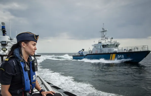 Girl, Ship, The Baltic sea, Baltic Sea, Sailor, ship KBV 312, Swedish Coast Guard, Swedish …