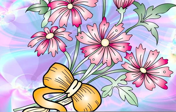 Flowers, vector, tape, postcard
