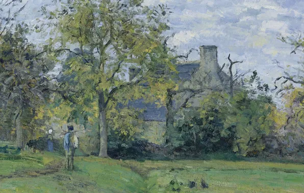 Wallpaper landscape, Camille Pissarro, House Piett in Monfumo, picture