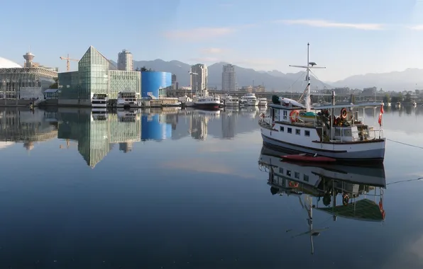 The city, river, boat