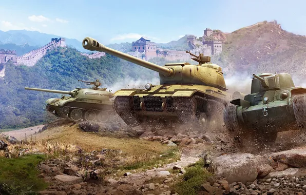 Picture war, tanks, World of Tanks, concept art, Chinese tanks