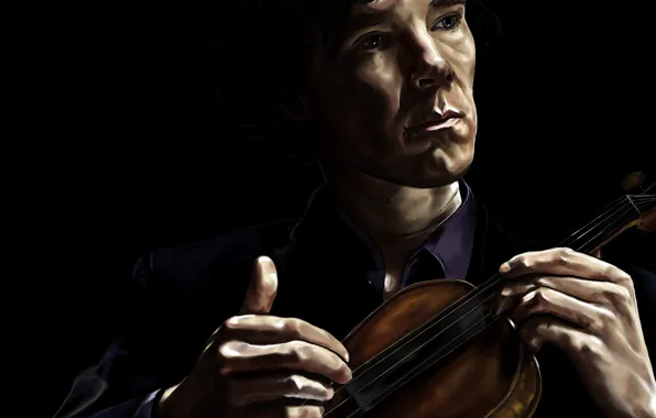 Violin, Benedict Cumberbatch, Sherlock, Sherlock BBC, Sherlock Holmes, Sherlock (TV series), by bilou020285