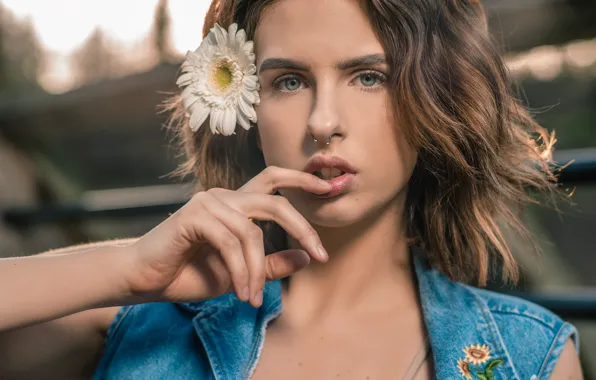 Eyes, look, girl, flowers, face, sweetheart, lips