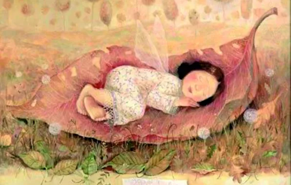 Wings, Gapchinska, a large sheet, girl sleeping