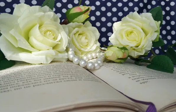 Flowers, roses, Book, beads
