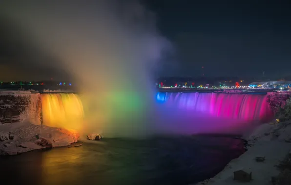 Picture water, lights, Niagara falls