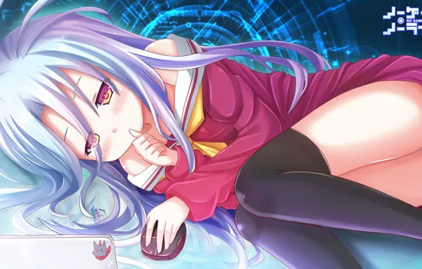Stockings, anime, mouse, Panties, cutie, art, Shiro, No game no life