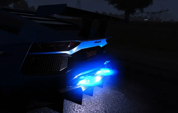 Night, Lamborghini, back, The Crew, nitro