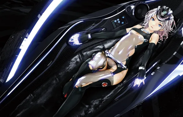 Girl, sexy, cleavage, thighhighs, pink hair, boobs, anime, beautiful