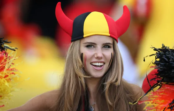 Smile, football, sport, cheerleader, blonde, Belgium, beautiful, football