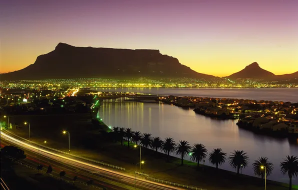 Picture night, lights, South Africa, Cape town, Kapetown