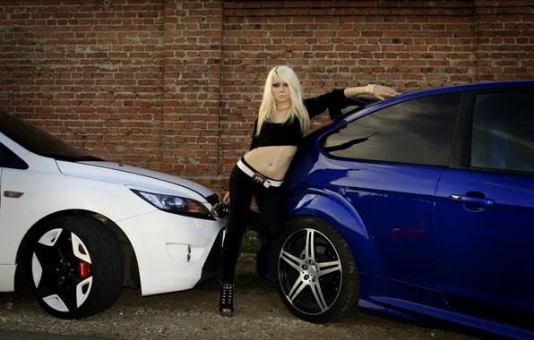 Look, girl, Ford, blonde, car