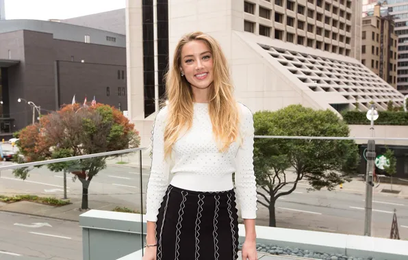Picture girl, smile, hair, beautiful, jacket, Amber Heard, Amber Heard