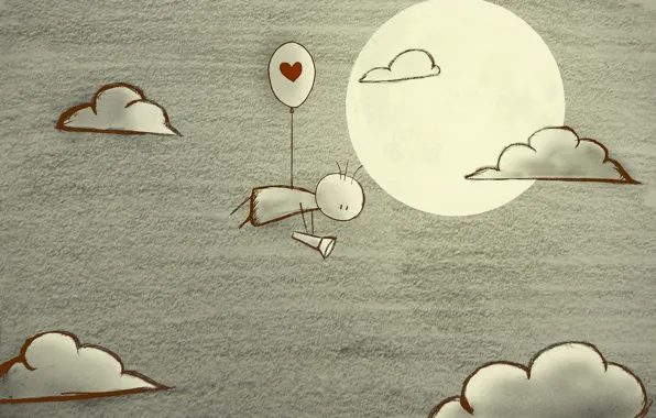 Picture clouds, the moon, heart, flashlight, deviantart, in search of love, BlackJack0919