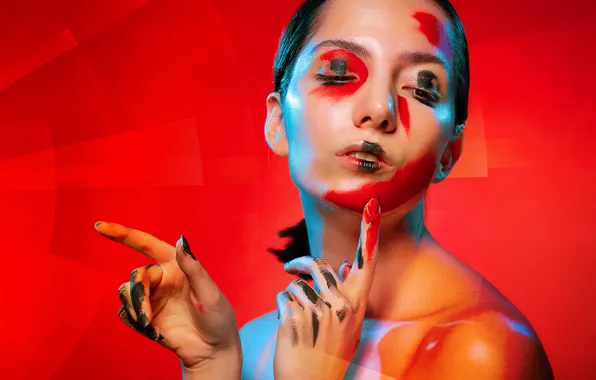 Color, girl, face, paint, makeup